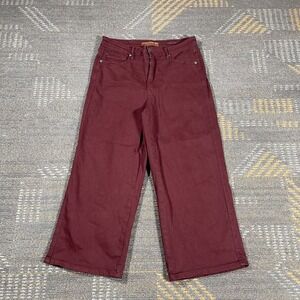 Judy Blue Women's Jeans Garment Dyed Wide Leg Casual Crop 11_30 Maroon